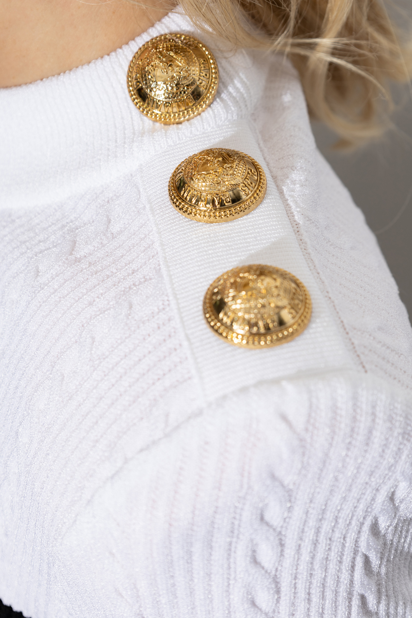 Black Jumper with decorative buttons on the shoulder Balmain